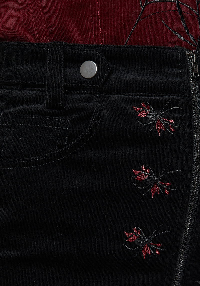 Spiderbite Embroidered Cord Mini Skirt