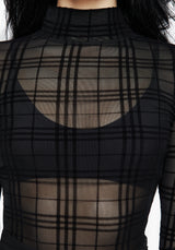 Buffy Check Mesh Top