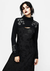 Amalthea Embroidered Roll Neck Extreme Crop Jumper