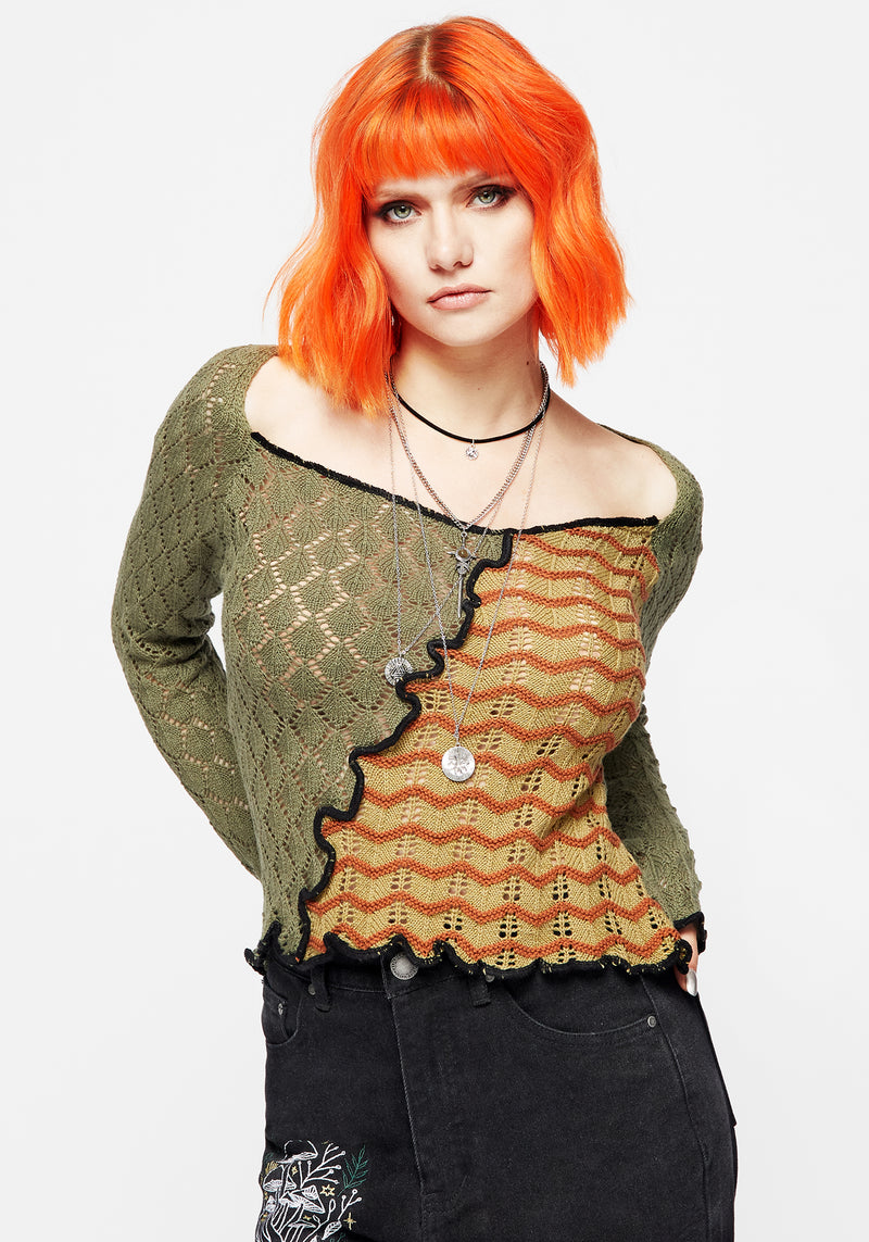 Mixed Feelings Patchwork Knit Top