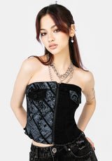 Cartomancy Spliced Zipped Denim Corset