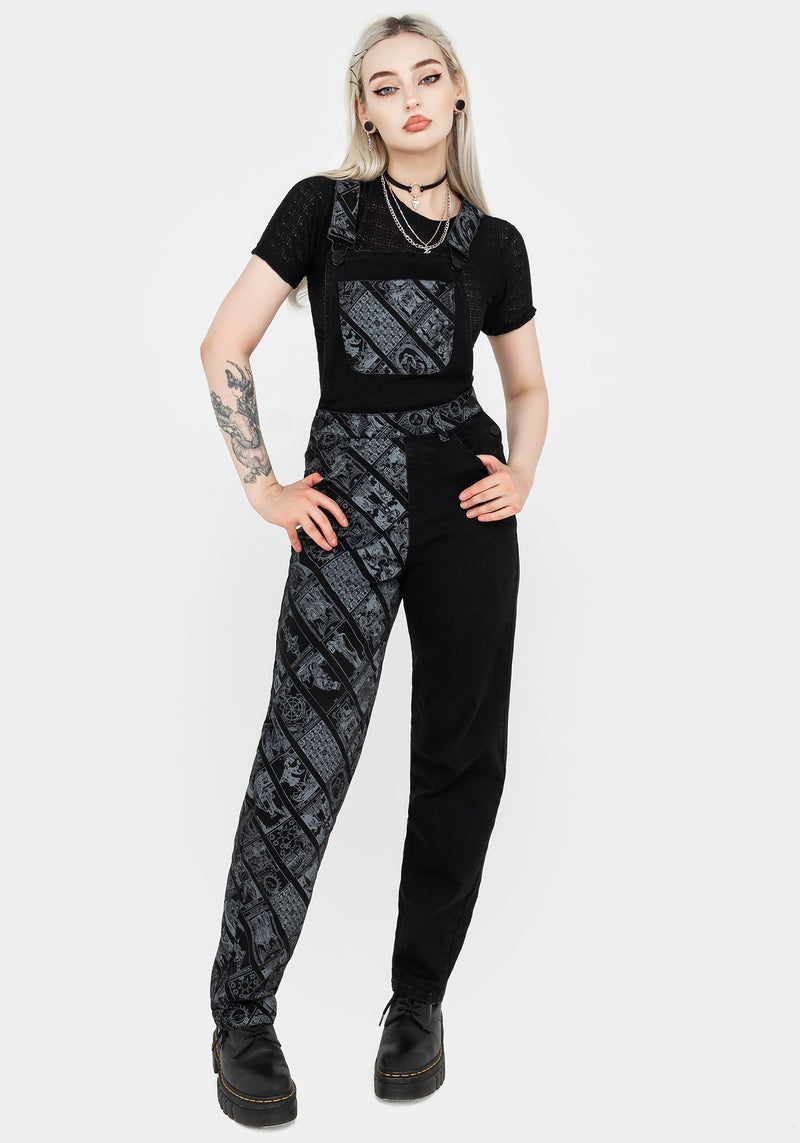 Cartomancy Spliced Denim Dungarees