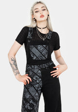 Cartomancy Spliced Denim Dungarees