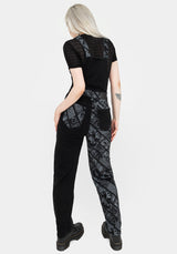 Cartomancy Spliced Denim Dungarees