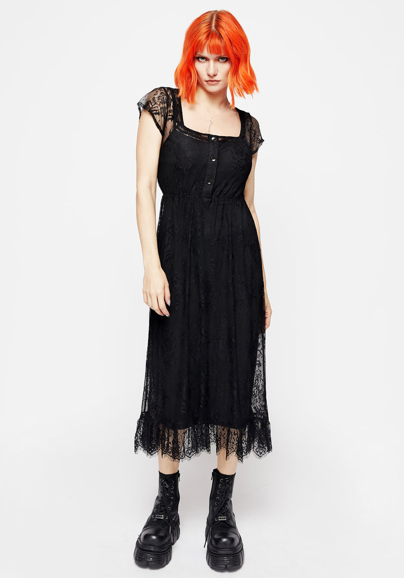 Delilah Capped Sleeve Lace Midi Dress