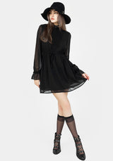 Spirit Sheer Pintuck Ruffle Mini Dress