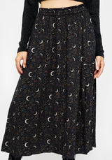 Sickle Moon Side Split Midi Skirt