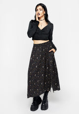 Sickle Moon Side Split Midi Skirt