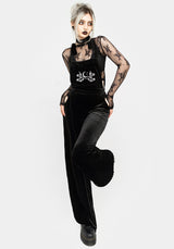 Aradia Embroidered Velour Wide Leg Dungarees