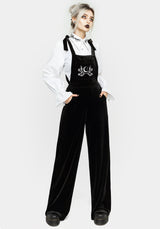 Aradia Embroidered Velour Wide Leg Dungarees