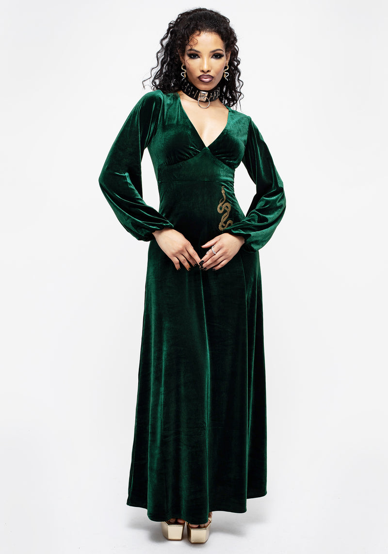 Zarina Long Sleeve Velour Maxi Dress