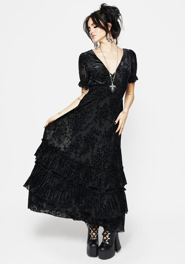 Lilias Devoré Tiered Maxi Dress