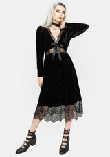 Mausoleum Velour Mutton Sleeve Midi Dress