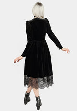 Mausoleum Velour Mutton Sleeve Midi Dress