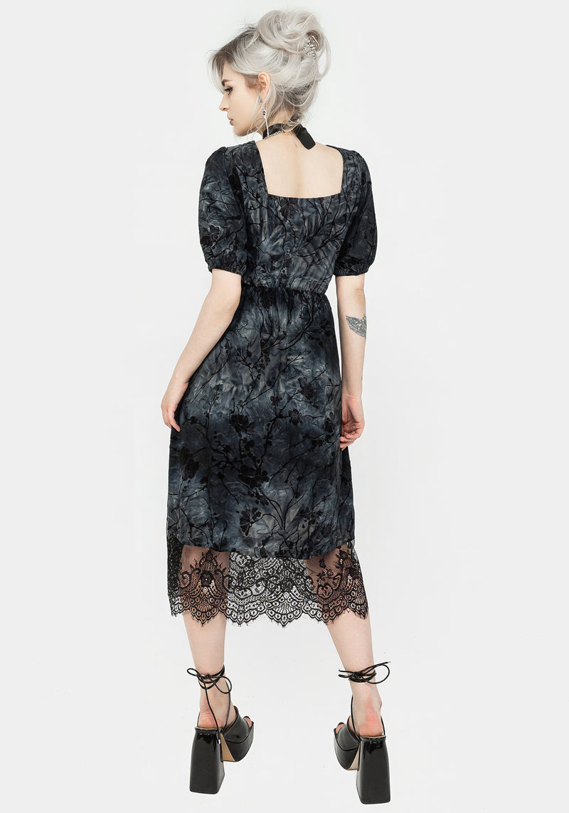 Vice Lace Trim Velour Midi Dress