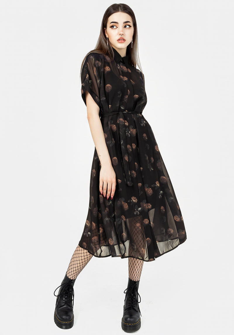 Monica Floral Chiffon Midi Shirt Dress