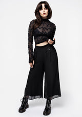 Baroque Long Sleeve Lace Crop Top