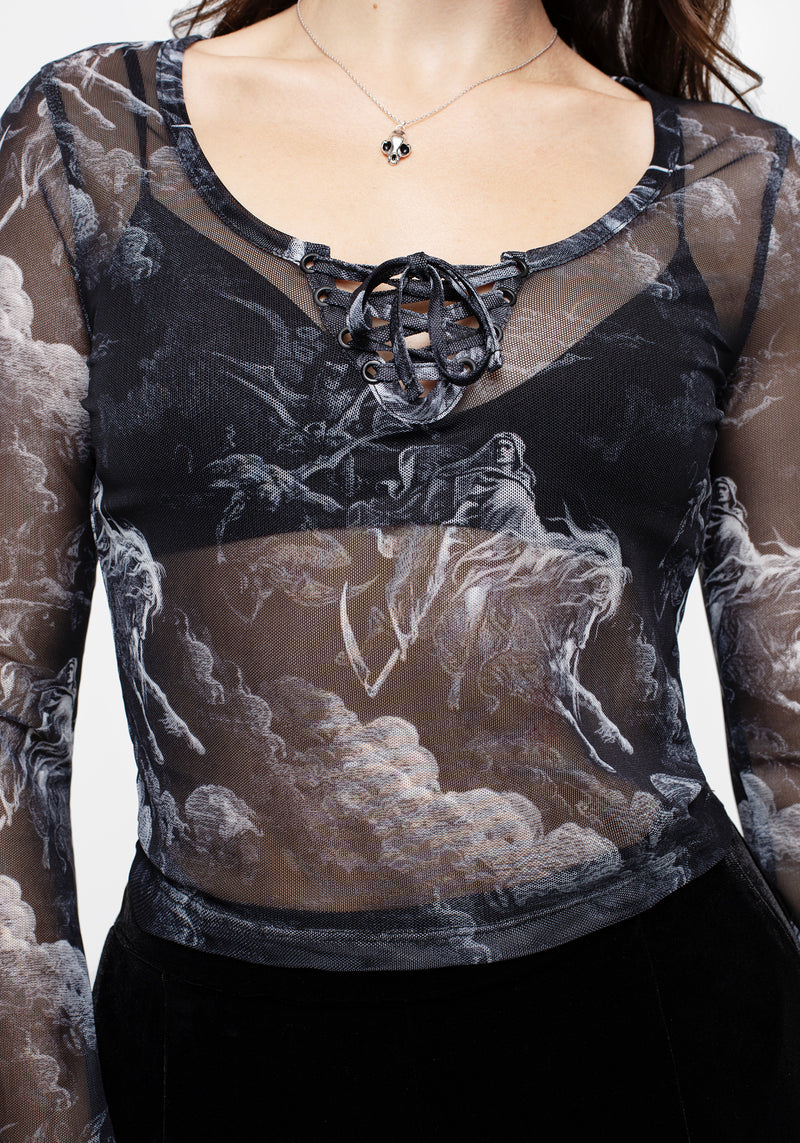 Revelation Mesh Lace Front Crop Top