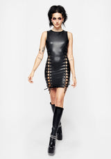 Laced PU Leather Mini Dress