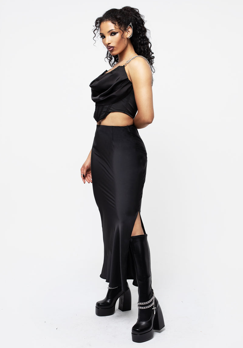 Lorelei Satin Maxi Slip Skirt