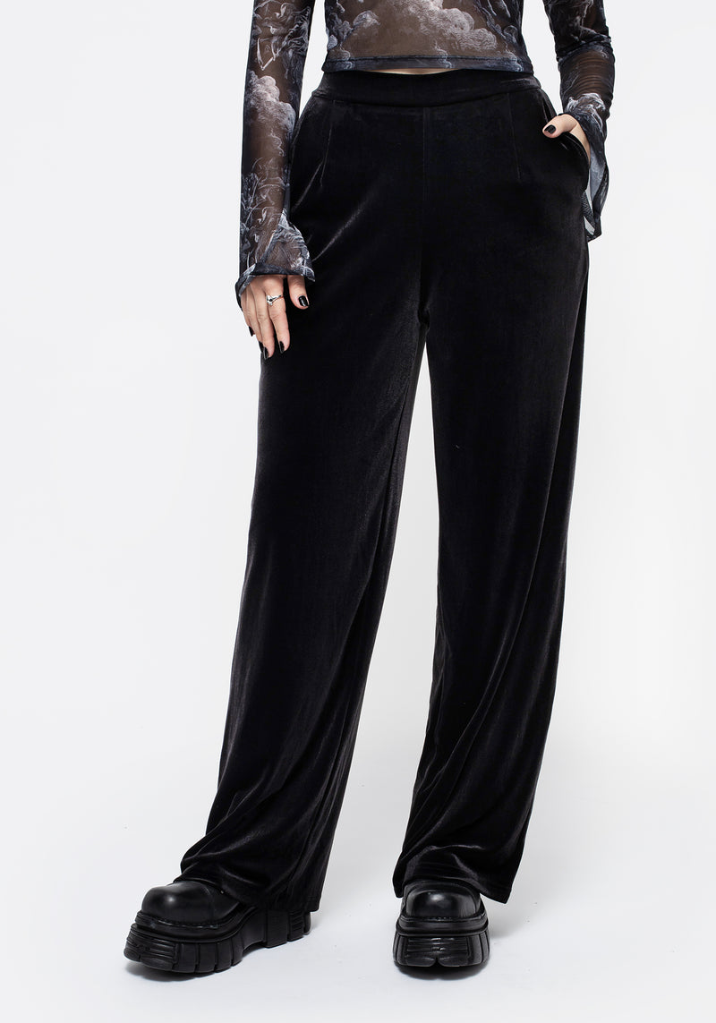 Valeria Velour Wide Leg Trousers