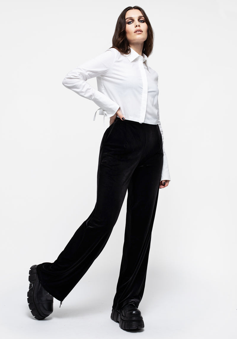 Valeria Velour Wide Leg Trousers