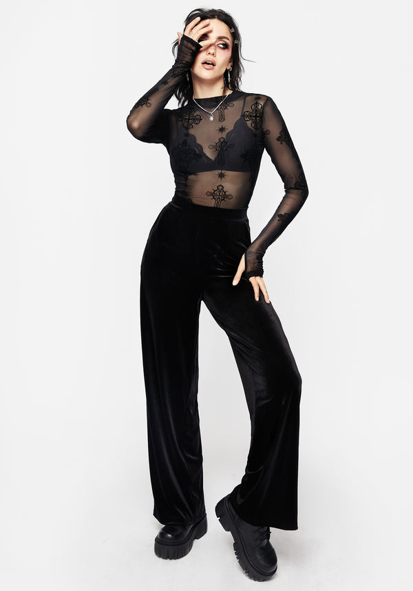 Valeria Velour Wide Leg Trousers