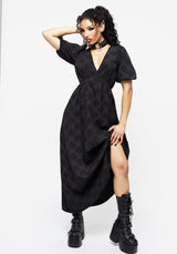 Arachnida Bouffant Sleeve Maxi Dress