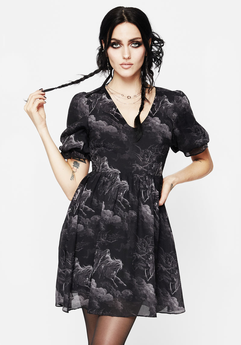 Revelation Chiffon Puff Sleeve Mini Dress