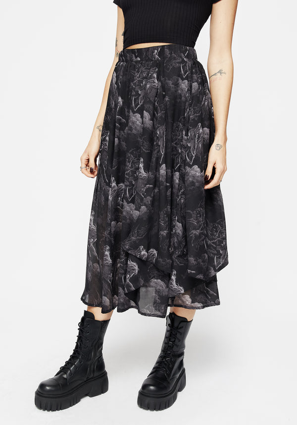 Revelation Chiffon Frill Midi Skirt