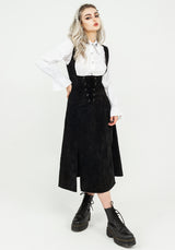 Valar Lace Up Midi Pinafore Dress