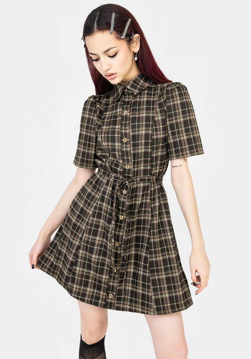 Beatrice Check Mini Shirt Dress