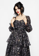 Melancholia Virago Puff Sleeve Layered Organza Midaxi Dress