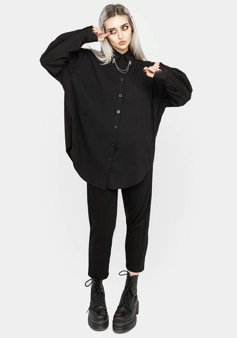 Chiromancy Collar Loose Fit Shirt - Black