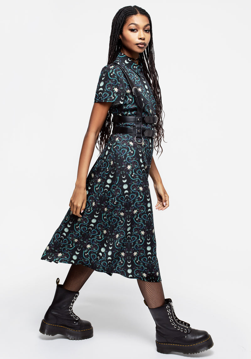 Pythia Print Midi Shirt Dress