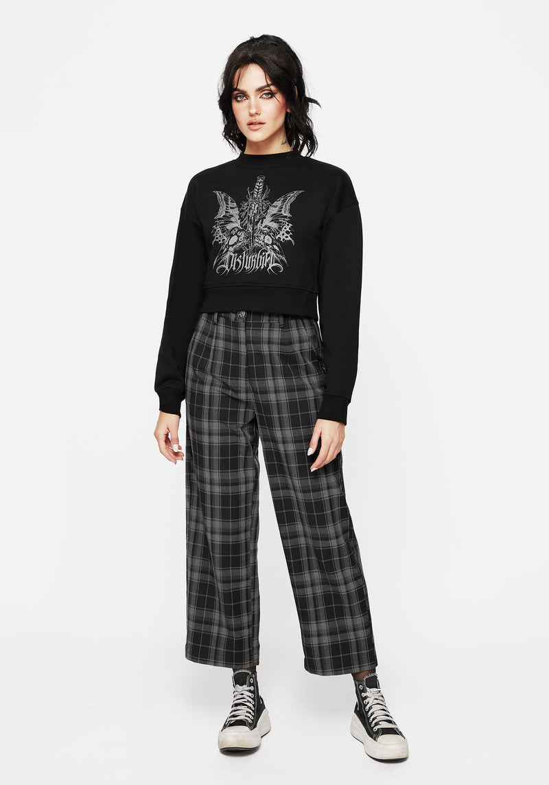 Requiem Graphic Print Crew Neck Crop Jumper