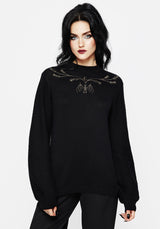 Spectral Bat Embroidered Balloon Sleeve Jumper