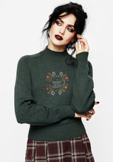 Whisper Mock Neck Embroidered Knit Jumper