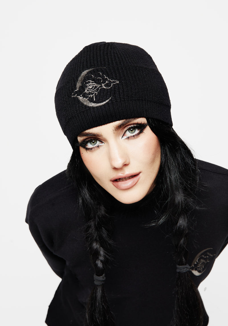 Lachrymose Embroidered Knit Beanie