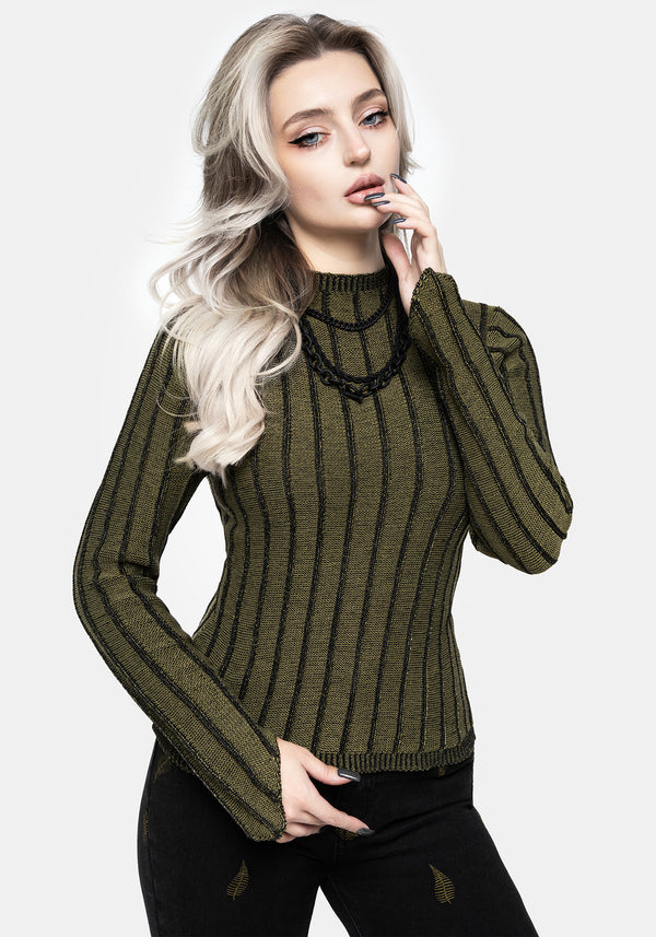 Myrsina Plated Rib Knit Top