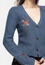 Selenia Moth Embroidered Cable Twist Knit Cardigan