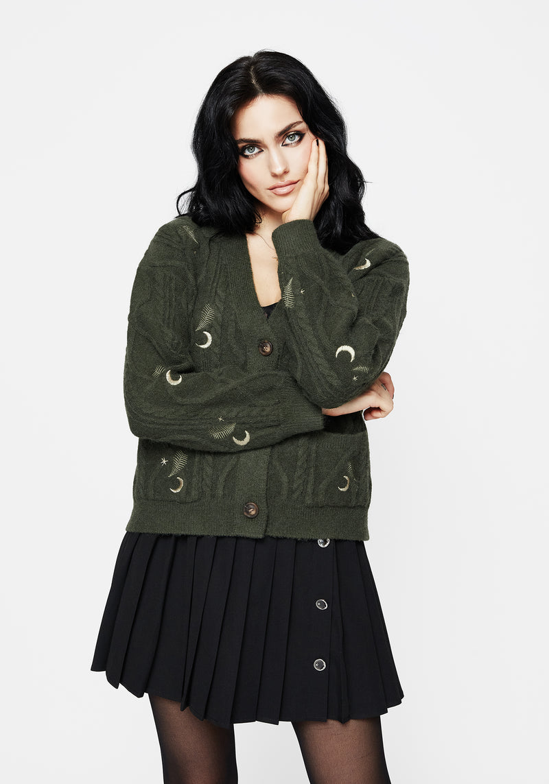 Dianne Embroidered Cable Knit Cardigan