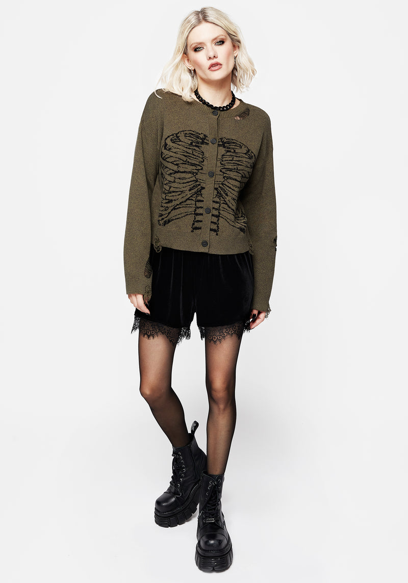 Vertebrae Graphic Knit Crop Cardigan