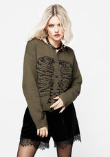 Vertebrae Graphic Knit Crop Cardigan