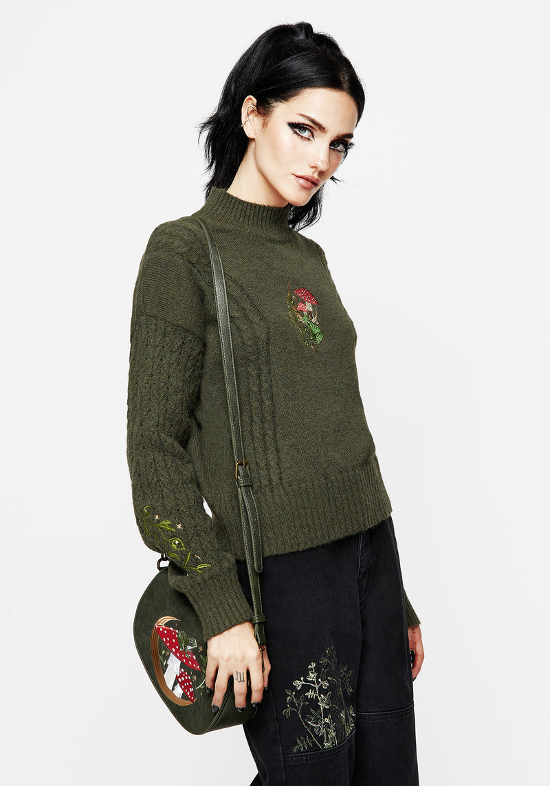 Swamplife Embroidered Cable Knit Relaxed Jumper