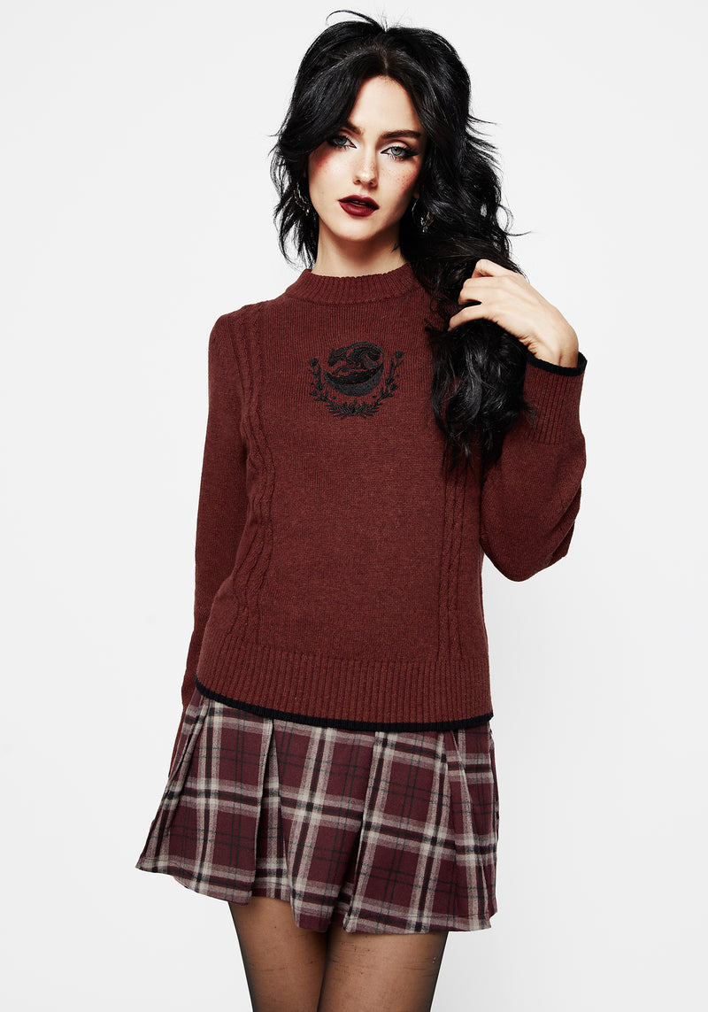 Foxfire Embroidered Cable Knit Jumper