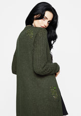 Swamplife Embroidered Cable Knit Longline Cardigan