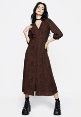 Daemonologie Woodcut Print Button Up Midaxi Dress