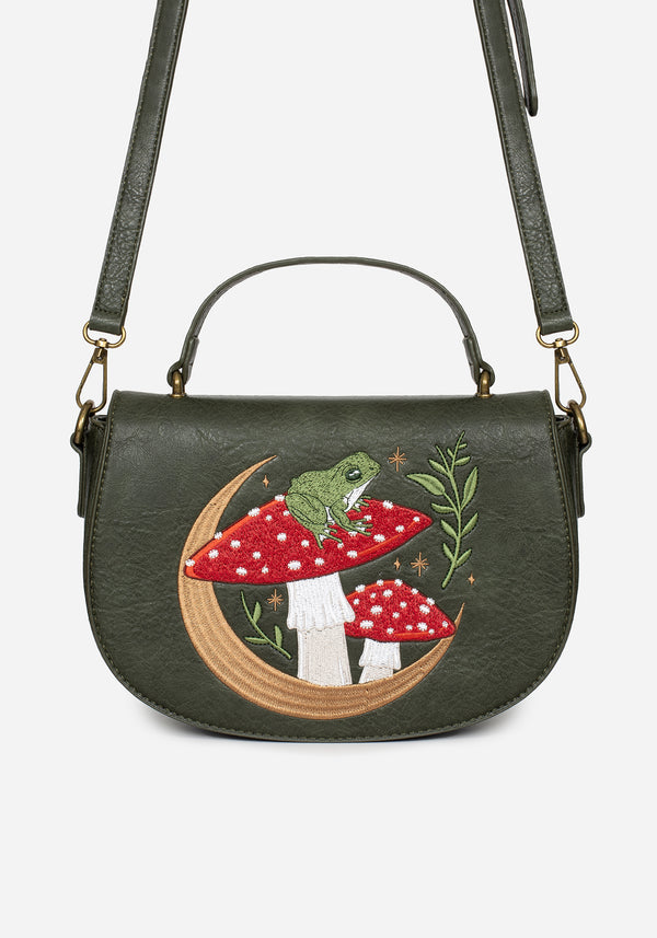 Swamplife Frog Embroidered Crossbody Saddle Bag