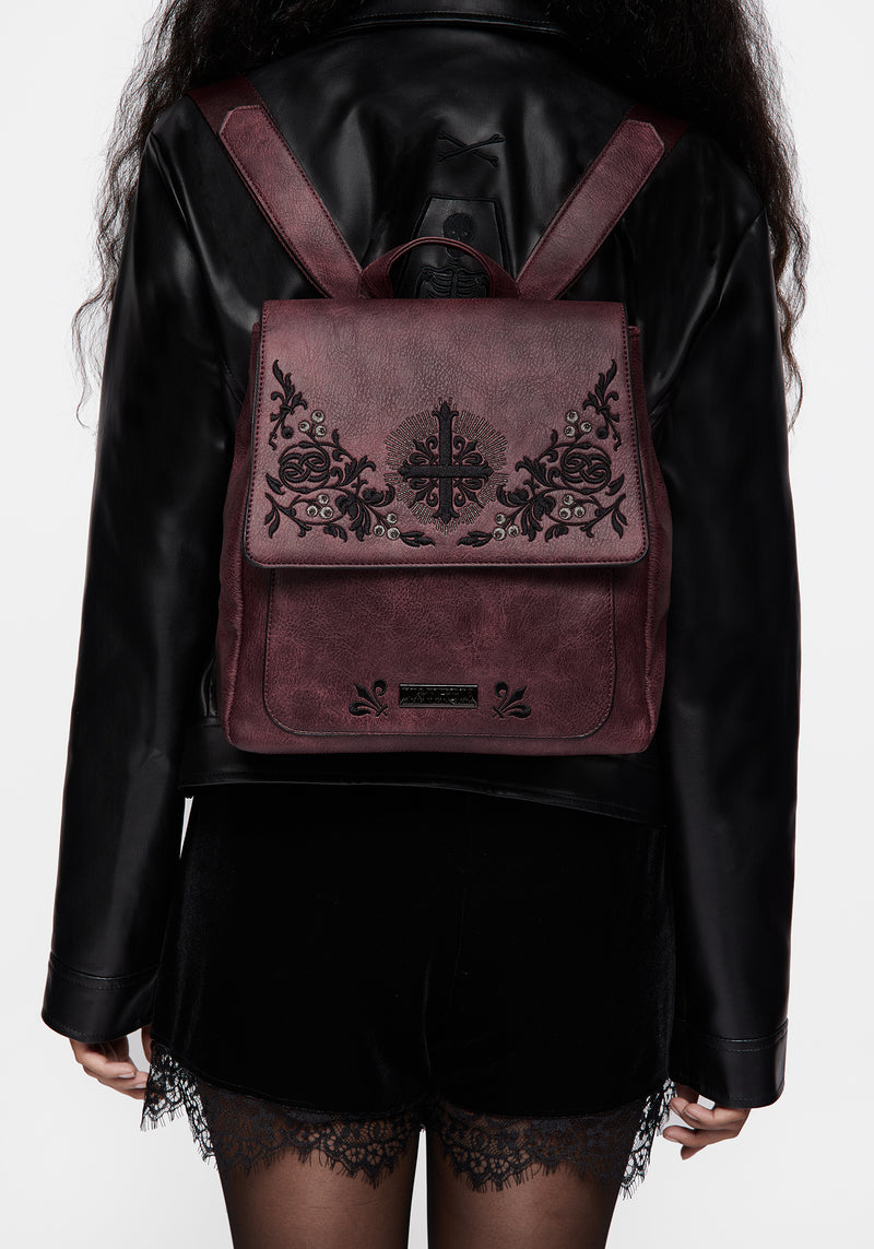 Elderberry Embroidered Mini Backpack